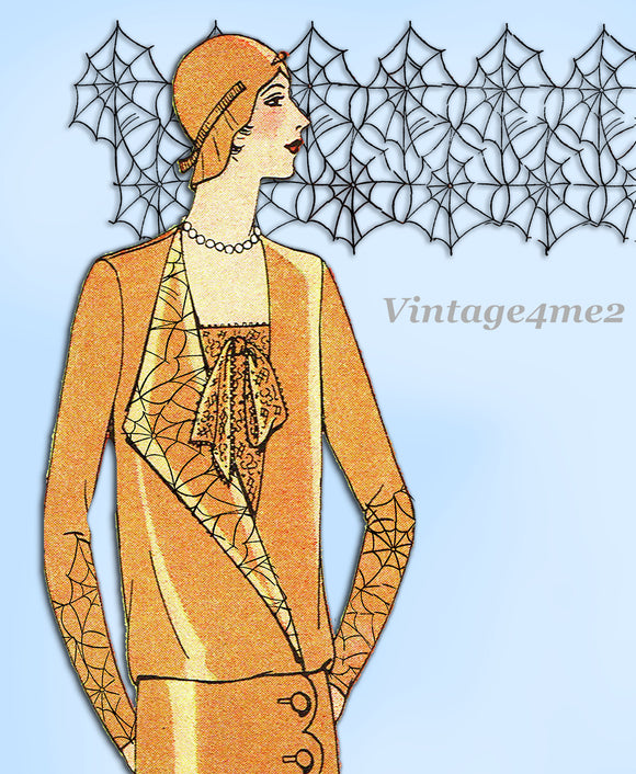 1920s Vintage Butterick Embroidery Transfer 10741 Uncut Spider Web Beading Motifs