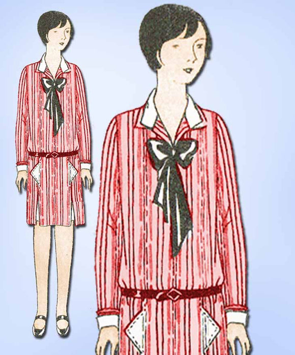 1920s Vintage Butterick Sewing Pattern 1310 Uncut Girls Flapper Dress Size 12 - Vintage4me2