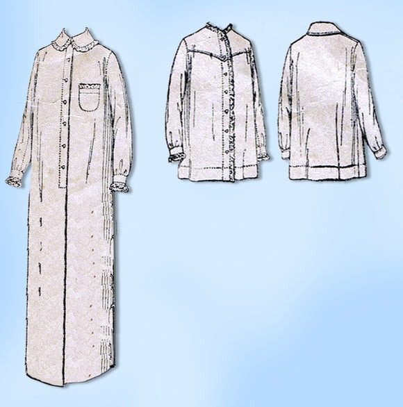 1910s Original Vintage Butterick Pattern 1824 Misses WWI Sack Nightgown Sz 36 B