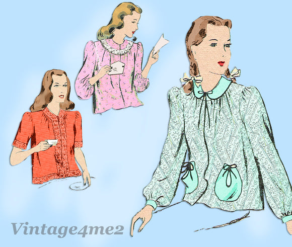 Butterick 1829: 1940s Misses Uncut Bedjacket Set Size Med Vintage Sewing Pattern