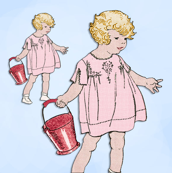 1920s Original Vintage Butterick Pattern 5131 Charming Baby Girls Dress Size 2