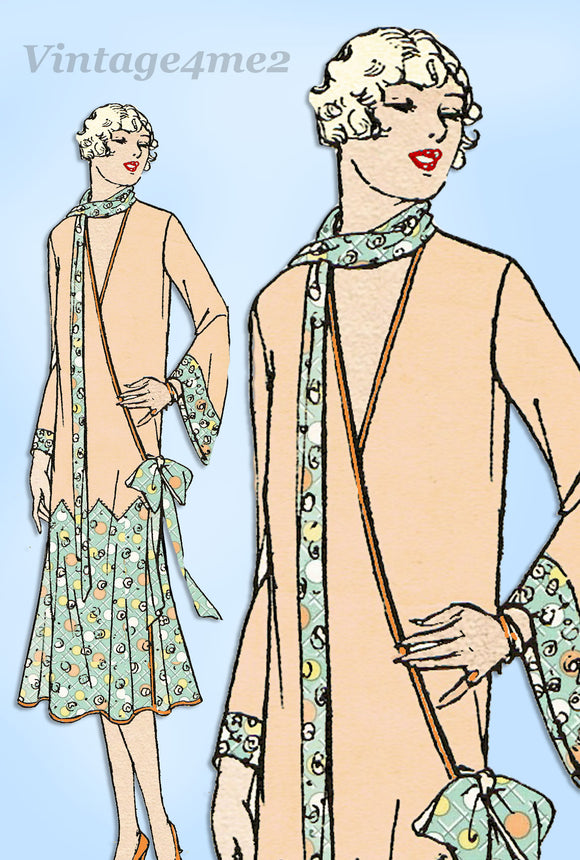 Butterick 6627: 1920s Misses Hostess Gown Size 34 Bust Vintage Sewing Pattern - Vintage4me2
