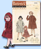 1950s Vintage Butterick Sewing Pattern Toddler Girls Hooded Coat Size 2 21B