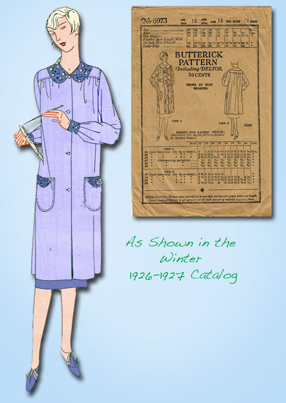 1920s Vintage Butterick Sewing Pattern 6973 Misses Flapper Era Smock Sz 16 33B - Vintage4me2