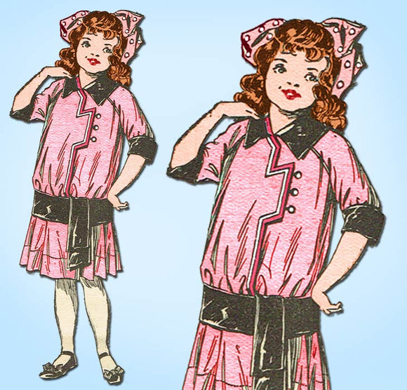 1910s Antique Butterick Sewing Pattern 7087 Little Girls Edwardian Dress Size 8 - Vintage4me2