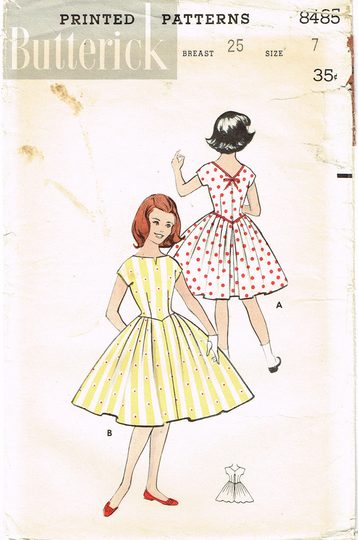 1950s Vintage Butterick Sewing Pattern 8485 Little Girls Basque Dress –  Vintage4me2