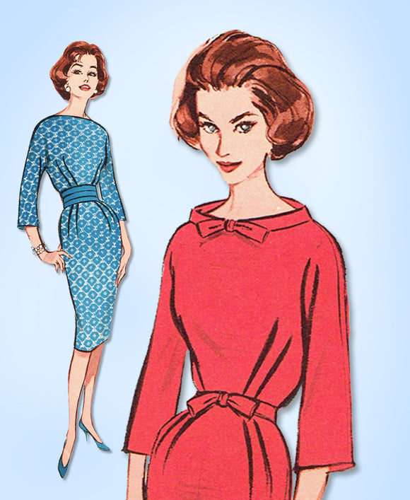 1950s Orig Vintage Butterick Pattern 9097 Uncut Misses Kimono Sheath Dress 36 B