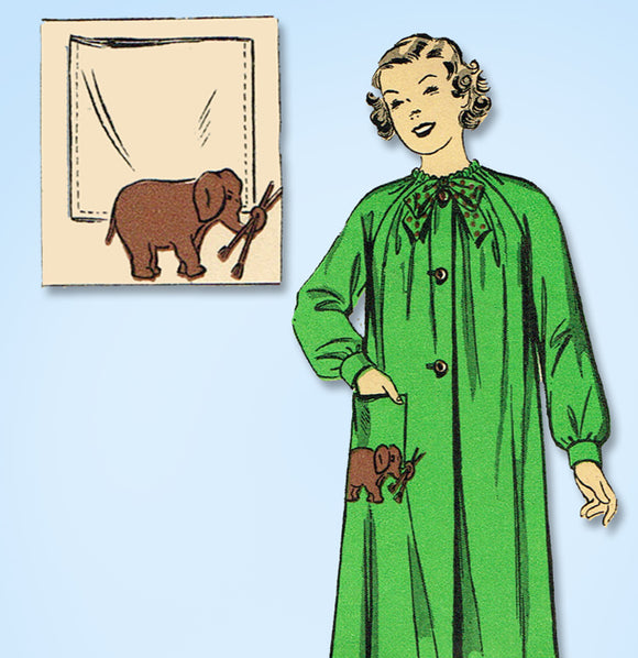 1930s Vintage Du Barry Pattern 1917B Uncut Artist's Smock Elephant App Sz 34 B - Vintage4me2