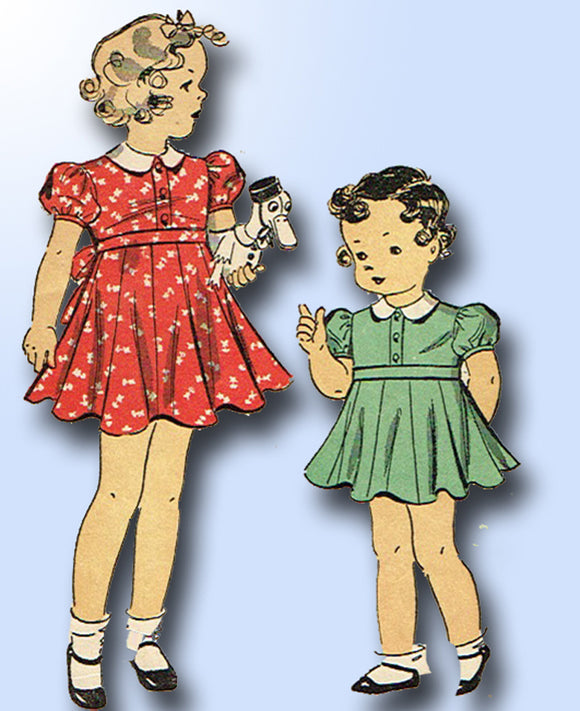 1930s Original Vintage Du Barry Pattern 1958 Darling Toddler Girls Dress Size 6 - Vintage4me2