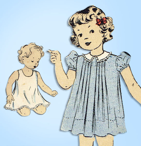 1930s Original Vintage Du Barry Sewing Pattern 2201 Baby Girls Tucked Dress Sz 1