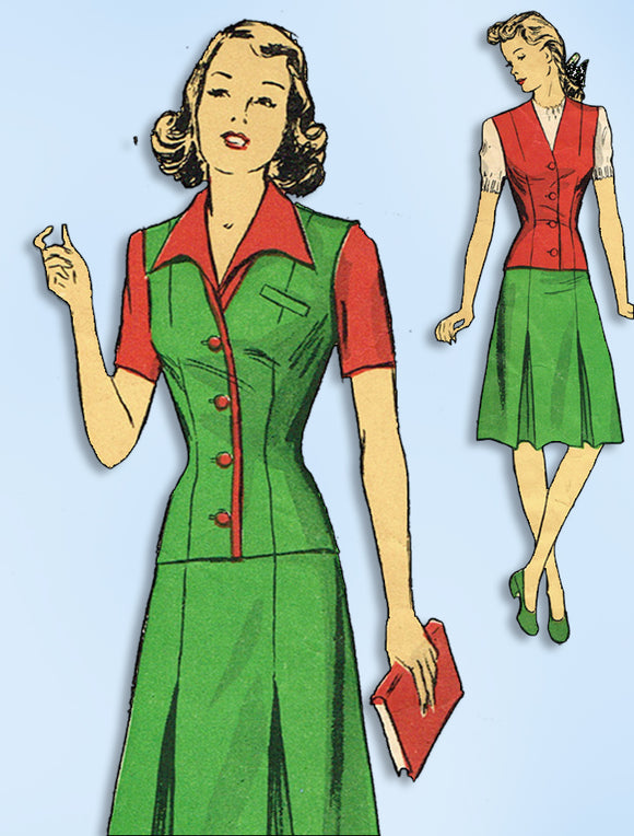 1940s Original Vintage Du Barry Pattern 5419 Classic Misses WWII Suit Sz 30 Bust