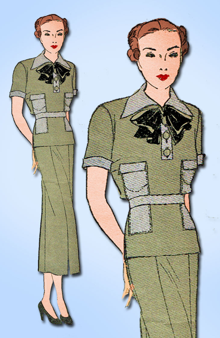 1930s Vintage Excella Sewing Pattern 4823 Misses 2 Pc Casual Dress Siz   Vintage4me2
