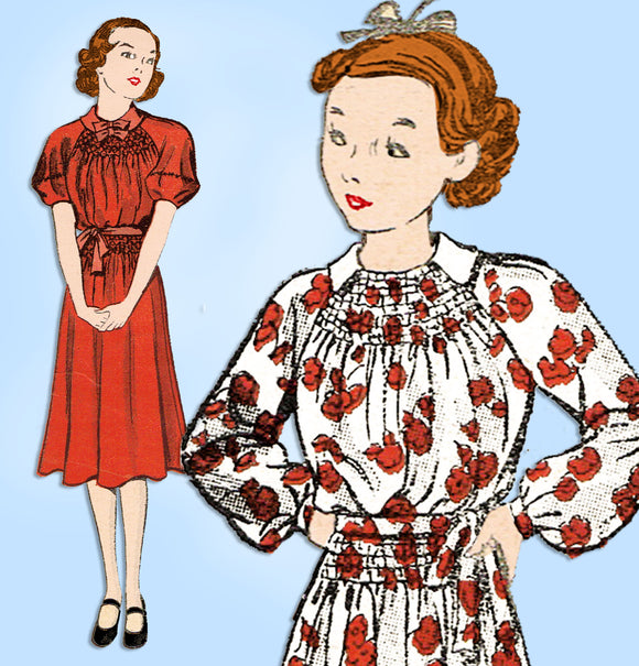 Excella 5314: 1930s Little Girls Smocked Dress Size 10 Vintage Sewing Pattern - Vintage4me2