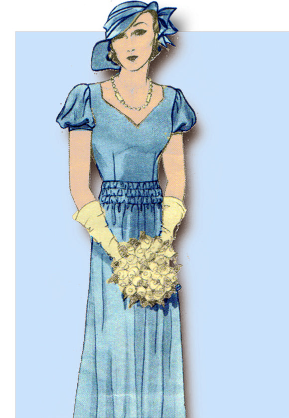 1930s Original Vintage Excella Pattern 3589 Misses Wedding Dress or Gown Sz 30 B