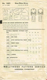 1940s Vintage Hollywood Sewing Pattern 1683 WWII Misses Cocktail Dress Sz 12 30B - Vintage4me2
