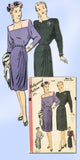 1940s Vintage Hollywood Sewing Pattern 1683 WWII Misses Cocktail Dress Sz 12 30B - Vintage4me2