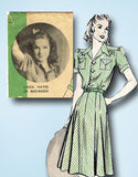 1940s Vintage Hollywood Starlet Sewing Pattern 616 Misses Shirtwaist Dress Sz 12 - Vintage4me2