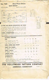 1940s Vintage Hollywood Sewing Pattern 769 FF Misses Dress & Peplum Jacket 32B - Vintage4me2