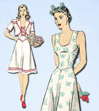1940s Vintage Hollywood Sewing Pattern 1134 Misses Sun Dress & Jacket Sz 14 32B - Vintage4me2