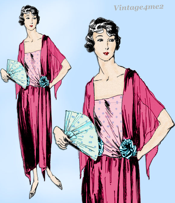 Ladies Home Journal 3307: 1920s Uncut Evening Gown Sz 38B Vintage Sewing Pattern