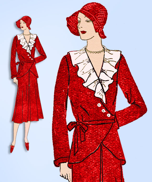 1930s Ladies Home Journal Sewing Pattern 6439 Uncut Misses 2 PC Suit Sz 34 Bust