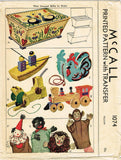 1940s Vintage McCall Sewing Pattern 1074 Fabric Puppets Wood Toys Instructions - Vintage4me2