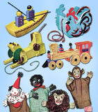 1940s Vintage McCall Sewing Pattern 1074 Fabric Puppets Wood Toys Instructions - Vintage4me2