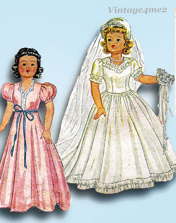 1940s Vintage McCall Sewing Pattern 1089 Rare 15in Little Lady Doll Clothes