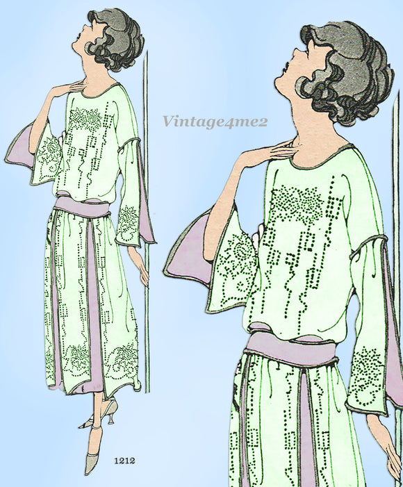 1920s Rare McCall Embroidery Transfer 1212 Uncut Flapper Beading Dress Trims