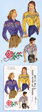 1940s Vintage McCall Sewing Pattern 1295 Misses Embroidered Western Shirt Sz 32B