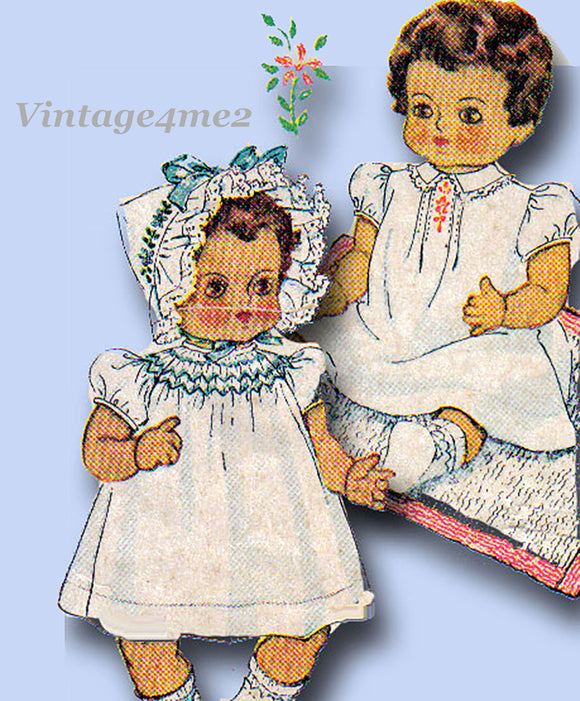 1940s Original Vintage McCall Pattern 1362 Sweetie Pie Baby Doll Clothes 24 Inch