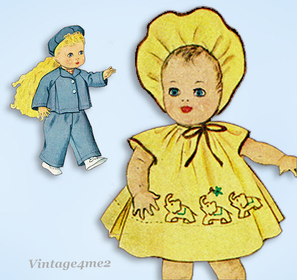 1950s Vintage McCall Sewing Pattern 1549 16 Inch Baby Coo Baby Doll Clothes ORIG