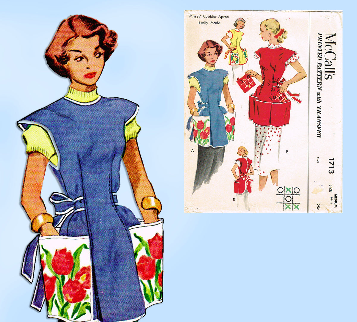 1950s Vintage McCalls Sewing Pattern 1713 Misses Tic Tac Toe