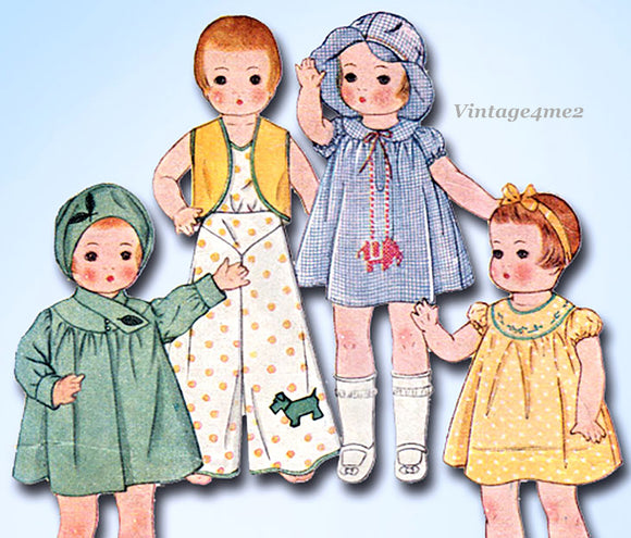 McCall 1918: 1930s Rare 11.5 Inch Patsykins Doll Clothes Vintage Sewing Pattern