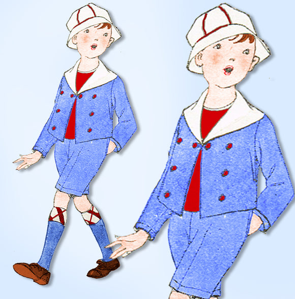 1920s Original Vintage McCall Pattern 2138 Toddler Boys Sailor Suit Size 5