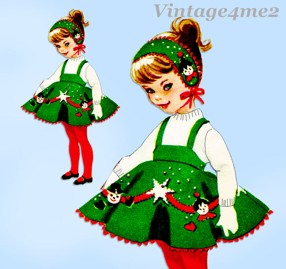McCall 2352: 1950s Toddler Girls Christmas Skirt Size 5 Vintage Sewing Pattern