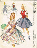 1950s Vintage McCalls Sewing Pattern 3382 Little Girls Skirt Blouse Weskit Sz 10