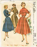1950s Vintage McCalls Sewing Pattern 3386 Misses Dress w Roll Up Sleeves Sz 32 B