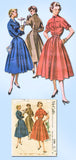 1950s Vintage McCalls Sewing Pattern 3386 Misses Dress w Roll Up Sleeves Sz 32 B