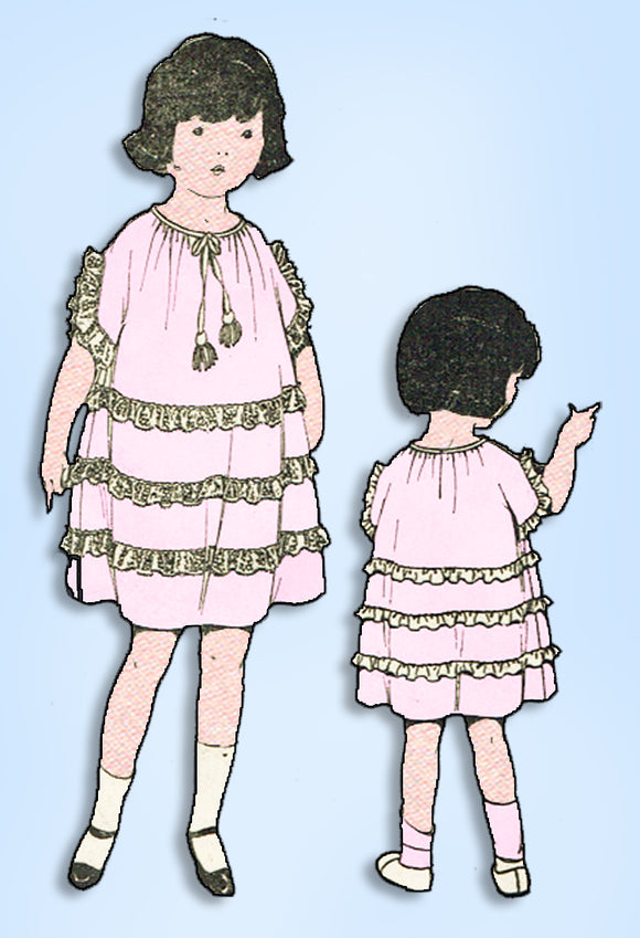 1920s Original Vintage McCall Pattern 3399 Easy Uncut Baby Girls Dress Size 2