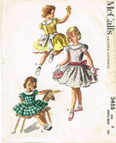 1950s Vintage McCalls Sewing Pattern 3455 Toddler Girls Party Dress Size 3 22B