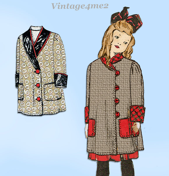 1910s Rare Vintage McCalls Sewing Pattern 4334 Uncut Toddler Girls Coat Size 6
