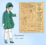 McCall Pattern 4640: 1920s Cute Toddler Girls Coat Size 2 Vintage Sewing Pattern