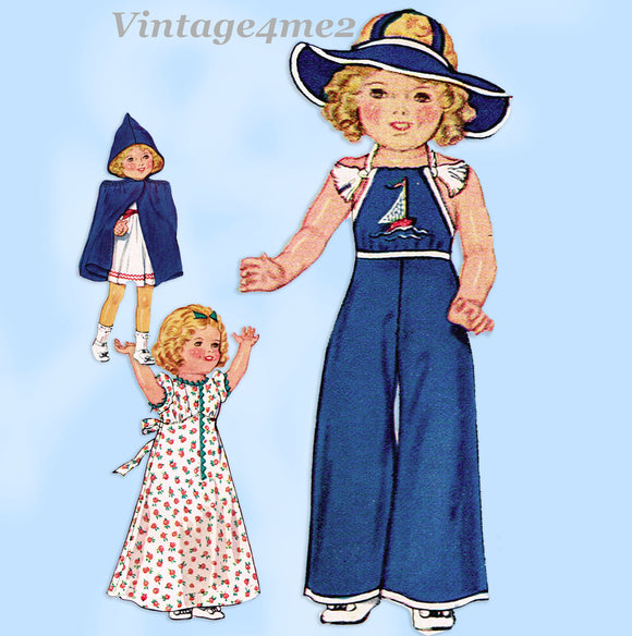 1930s Vintage McCall Sewing Pattern 525 Shirley Temple 18inch Doll Clothes