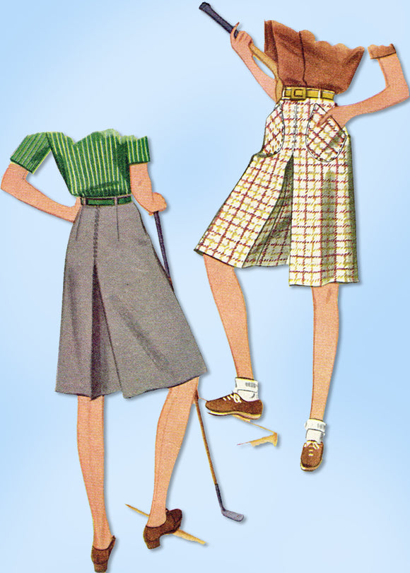 1940s Original Vintage McCall Pattern 5290 Misses WWII Culotte Pants Size 28 W