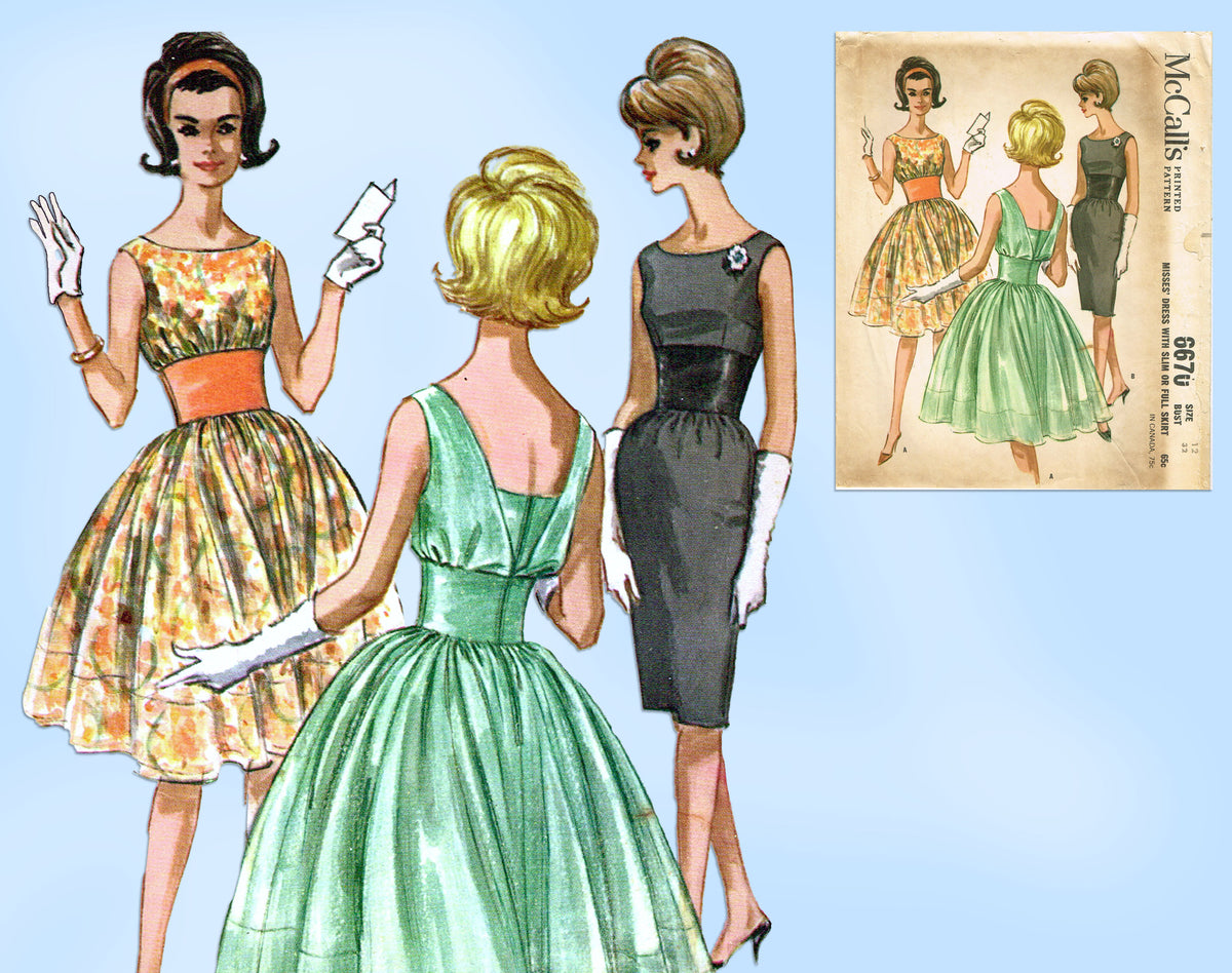 1960s PRETTY Bateau Neckline Dress McCall 5803 Vintage Sewing Pattern Bust  32