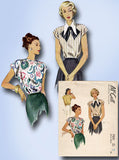 1940s Vintage McCall Sewing Pattern 7231 Easy Misses Blouse Size 16 34 Bust