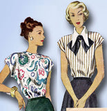 1940s Vintage McCall Sewing Pattern 7231 Easy Misses Blouse Size 16 34 Bust