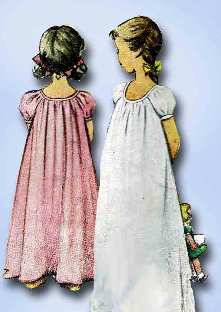 1940s Vintage McCall Sewing Pattern 7458 Cute Baby Girls Nightgown