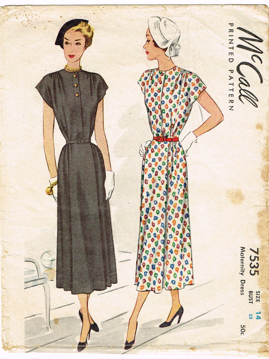McCall 7535: 1940s Beautiful Misses Maternity Dress 32B Vintage Sewing Vintage4me2 McCall 7535: 1940s Beautiful Misses Maternity Dress 32B Vintage Sewing Vintage4me2